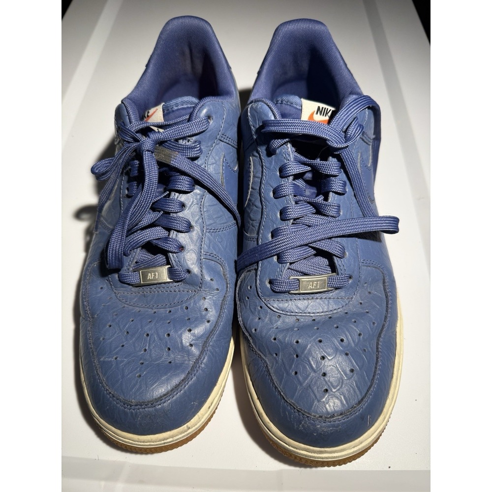 Nike Air Force 1 Low Sneakers Mens Blue Croc Embossed Leather AF1 07